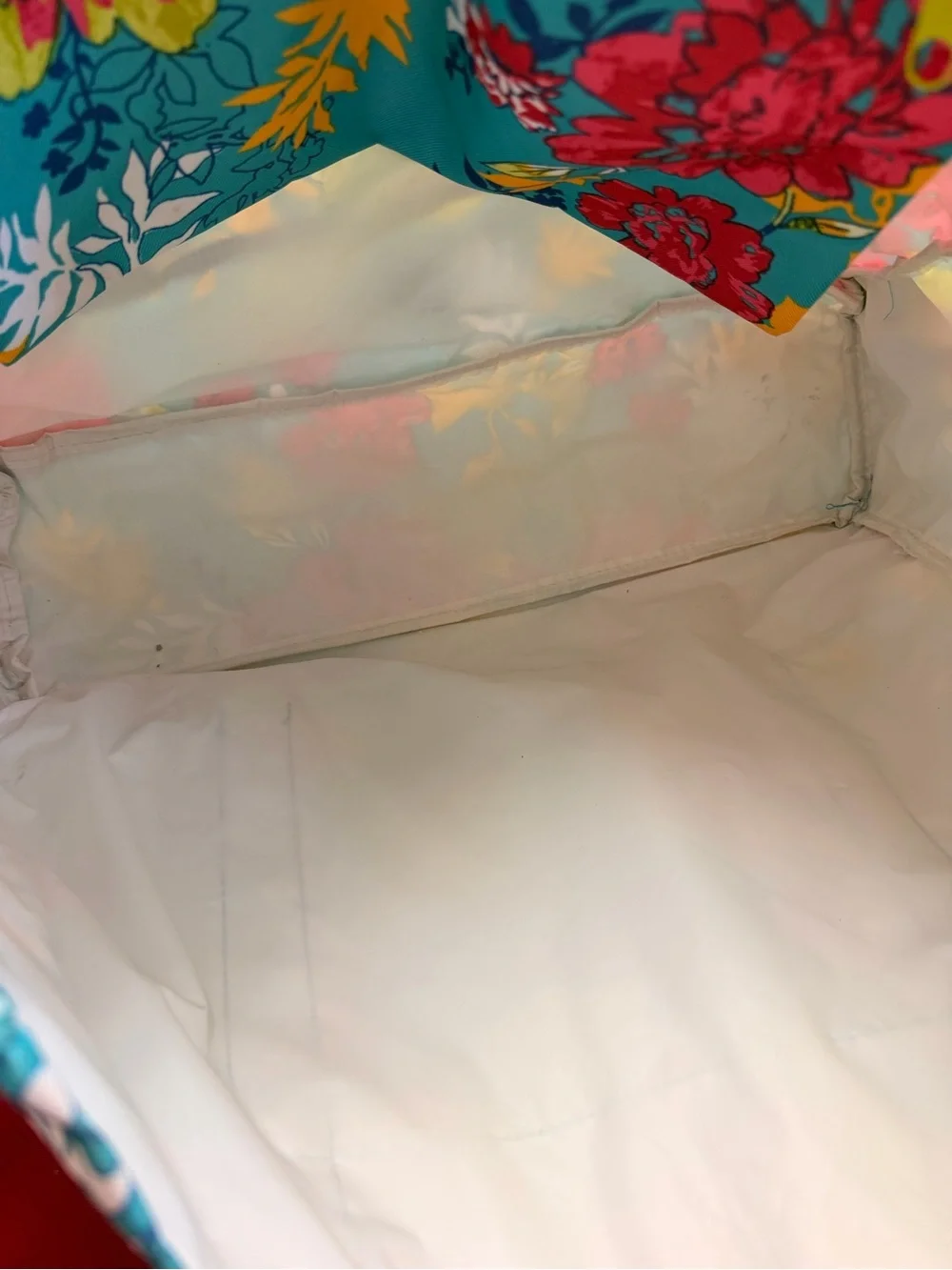 Laura Ashley Turquoise Floral Tote with Pink and Yellow Accents